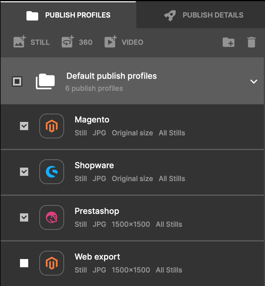 Magento、Shopware、PrestaShop向けのOrbitvu Station公開プロファイル