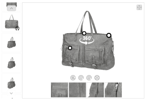 360 Product Spin View of a Grey Leather Bag