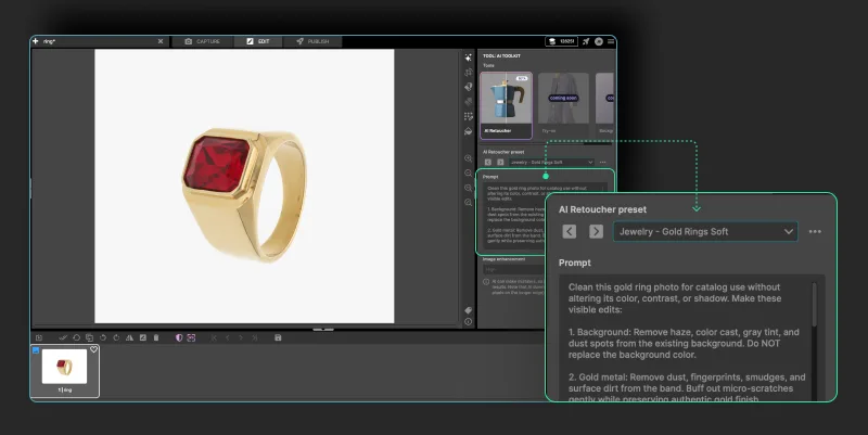 Choose a saved preset, or enter a prompt to modify it and control the result