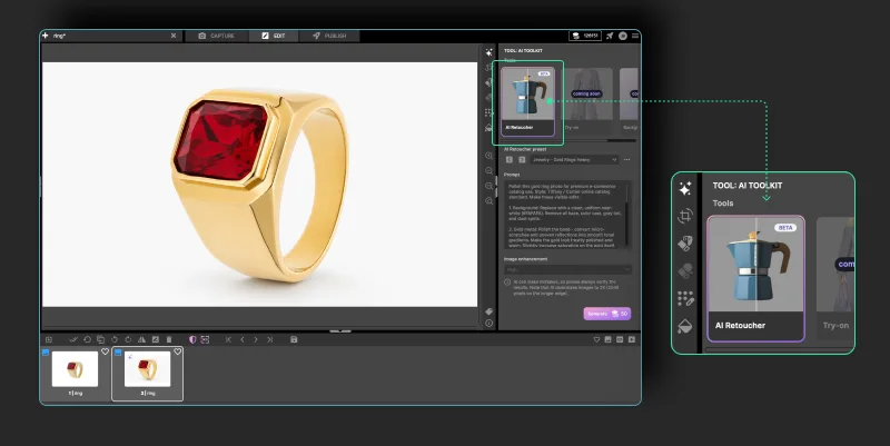 Open the AI Toolkit and select AI Retoucher