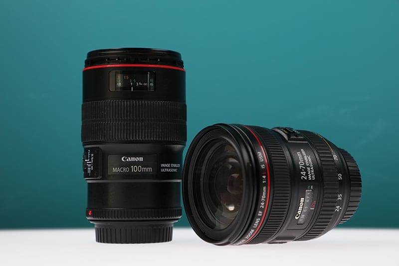 A macro lens (left) and a standard lens (right)