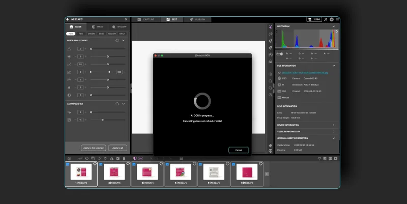 Run AI OCR to scan the text from your products