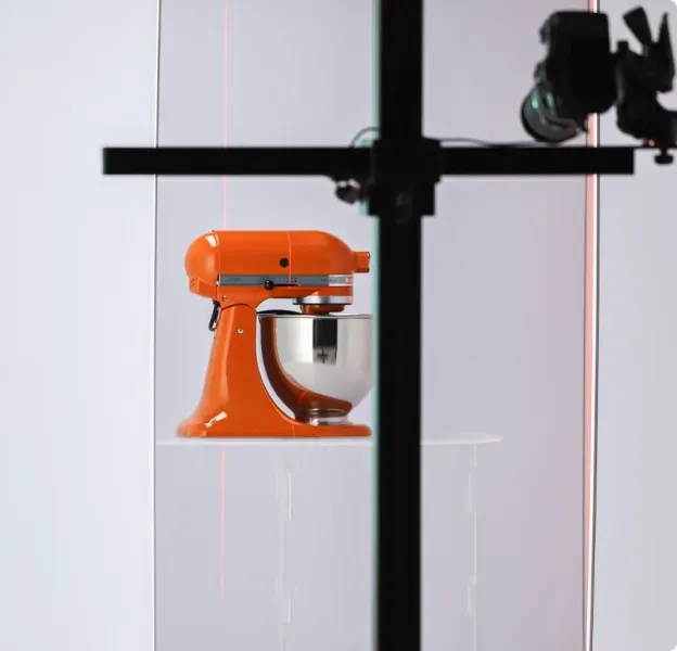 Orange KitchenAid stand mixer product shot